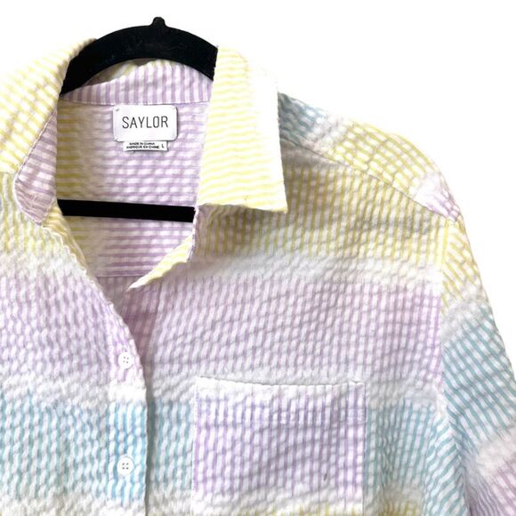 SAYLOR Rosalia Textured‎ Button Down Sz L NWOT - Picture 3 of 5
